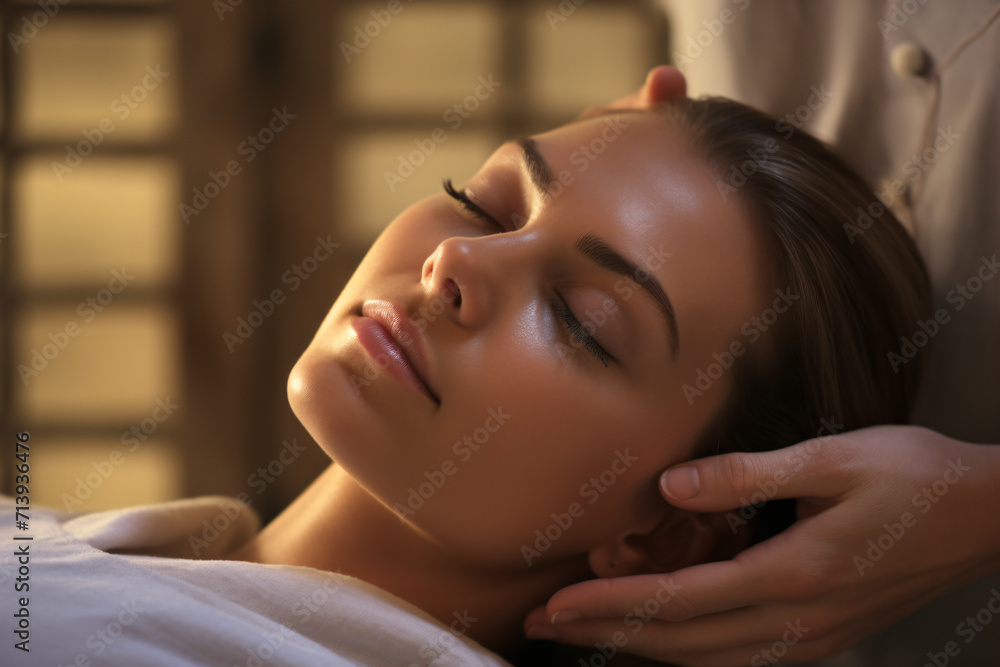 beautiful woman getting a facial massage, in the style of shaped canvas, soft, spa, wellness, skincare, beautiful woman getting a facial massage, in the style of shaped canvas, soft, spa, wellness, skincare,