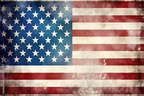 Grunge Flag of the United States. Patriotic Insignia of American Nation with Distressed Texture