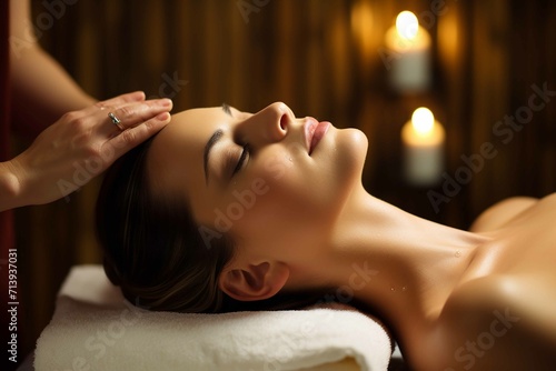 Blissful Spa Experience, Woman being pampered with head massage