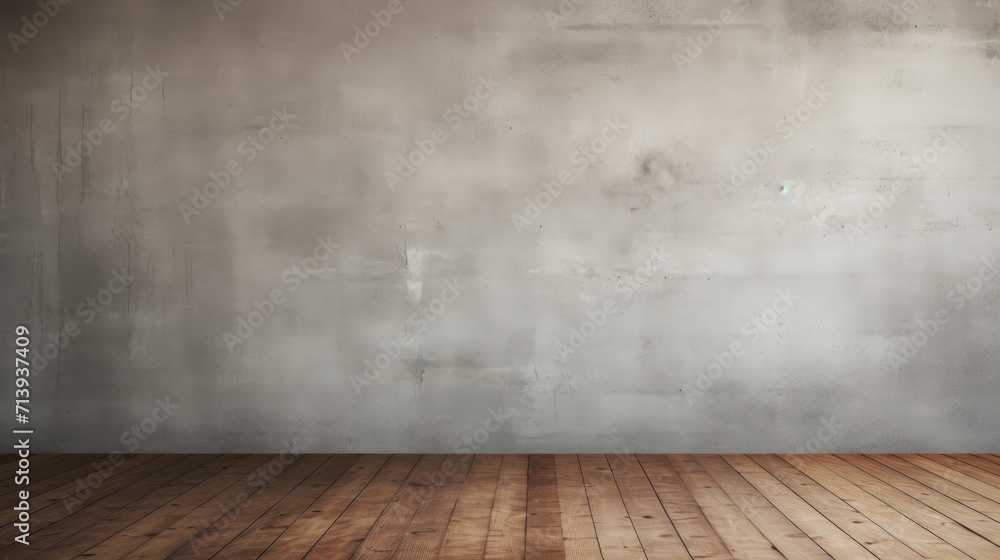 Old weathered concrete wall and wooden floor background