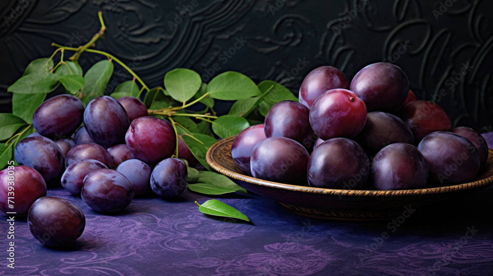 Organic and healthy plums in a bowl Organic and healthy plums in a bowl