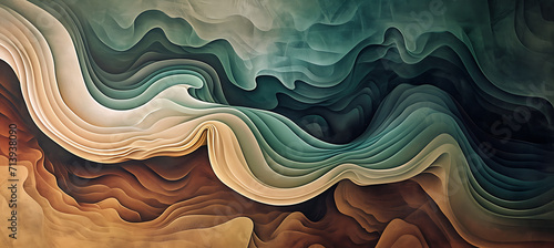  a colorful abstract wallpaper showing woods and waves, in the style of realistic landscapes with soft, tonal colors, colorful woodcarvings