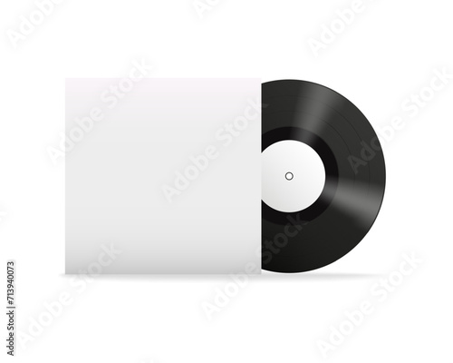 Realistic vinyl record with label. Vector illustration