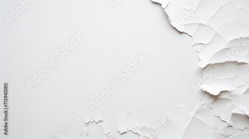 Close Up of Torn Watercolor Paper  White and Abstract - Creative Design with Copyspace for Vintage Artwork  Isolated on Background