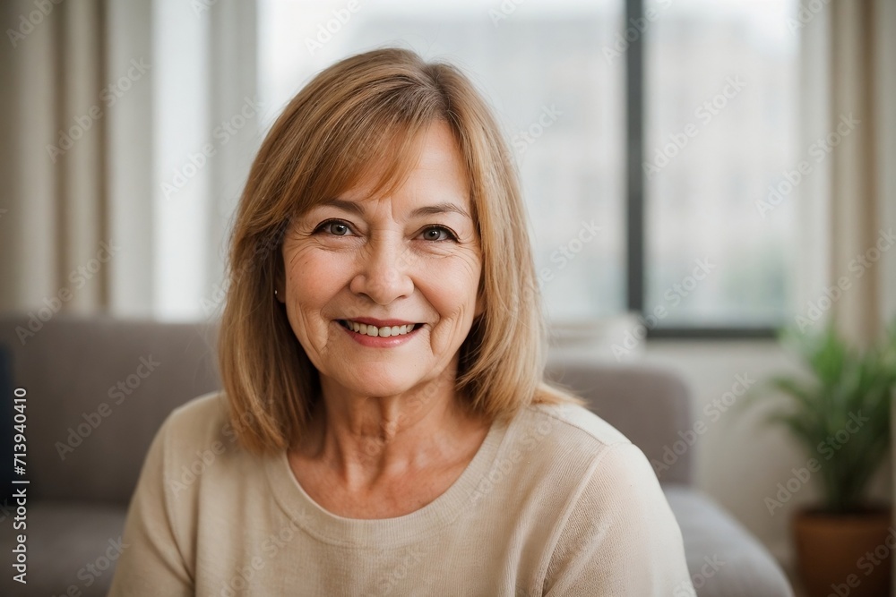 Beautiful aged woman enjoys her life at home. Happiness and Retirement concept. Beautiful aged woman enjoys her life at home. Happiness and Retirement concept.