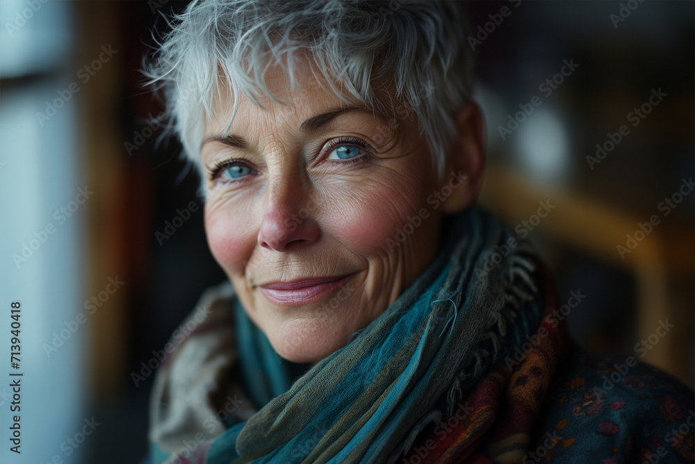 Smiling and elegant middle-aged woman conveying happiness and health to future generation longevity. Portrait of smiling mature woman looking at camera with big grin. middle aged woman smiling. Smiling and elegant middle-aged woman conveying happiness and health to future generation longevity. Portrait of smiling mature woman looking at camera with big grin. middle aged woman smiling.