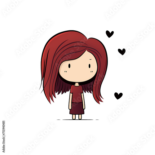 red girl cute art illustrations for stickers, tshirt design, poster etc
