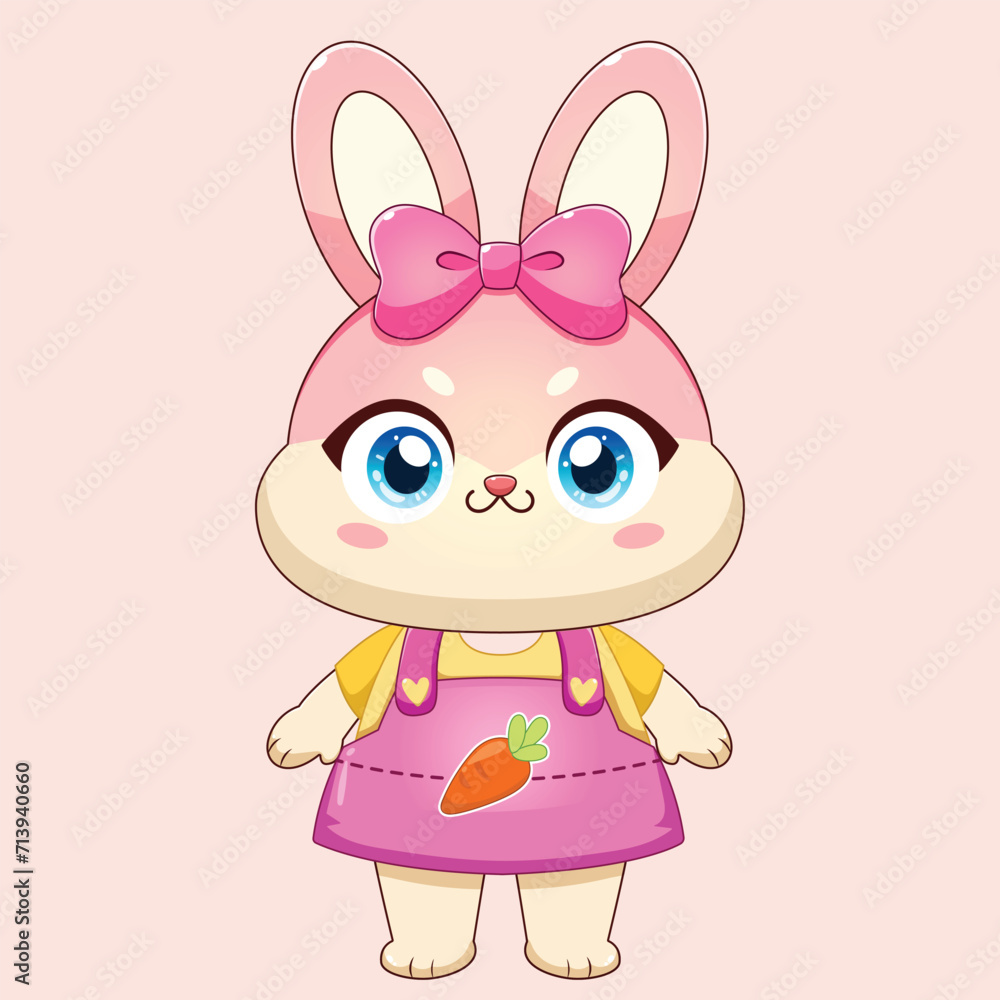 Vector cute rabbit cartoon character vector Vector cute rabbit cartoon character vector