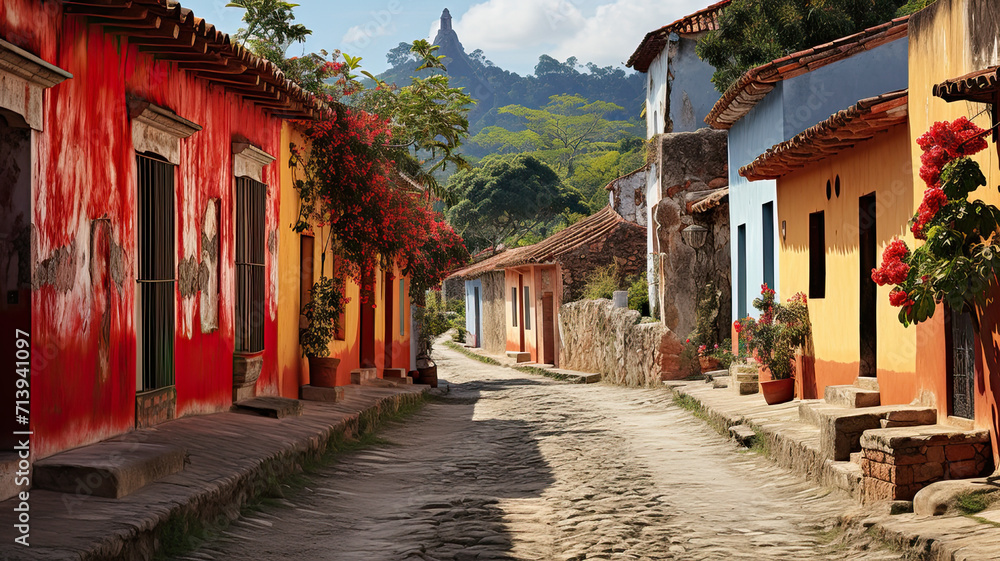 Colorful Historic Street in Colombia