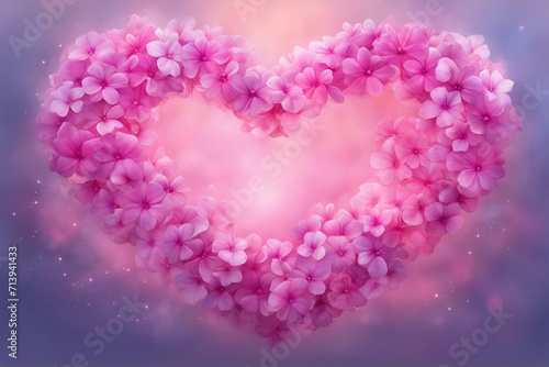 Heart made with pink phlox flowers.