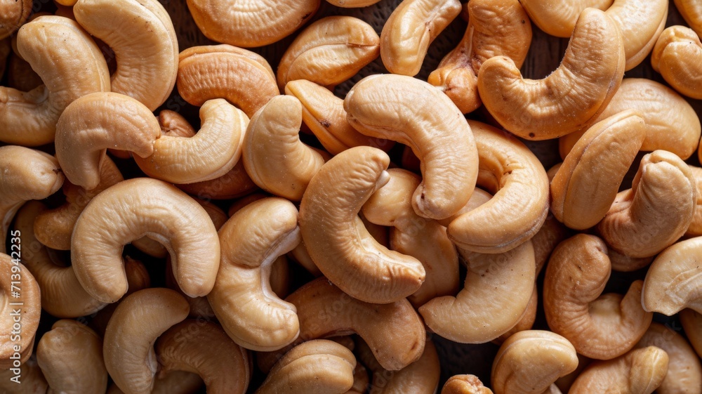 Background with Cashews nuts. Top view of nuts Background with Cashews nuts. Top view of nuts