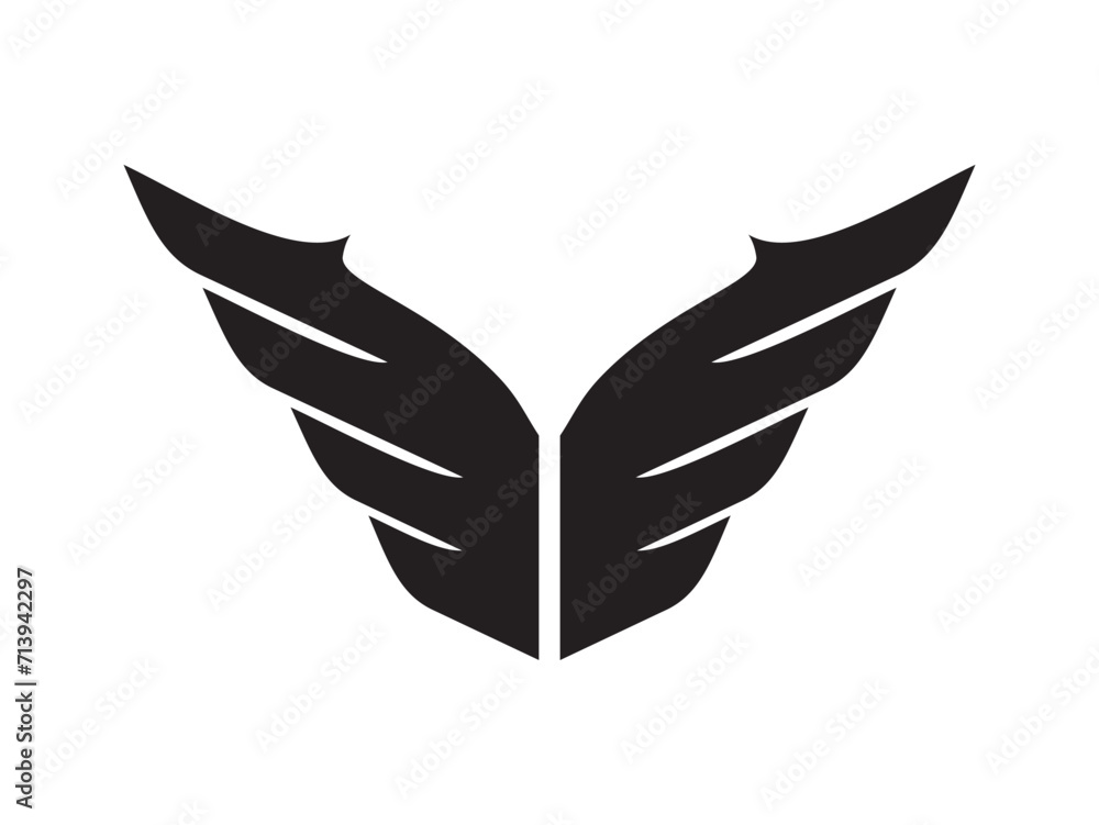The wing icon looks like the letter V or W - obrazy, fototapety, plakaty 