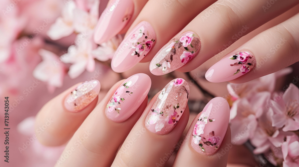 pink nail base color, A woman's hand with a beautiful pink manicure pink nail base color, A woman's hand with a beautiful pink manicure