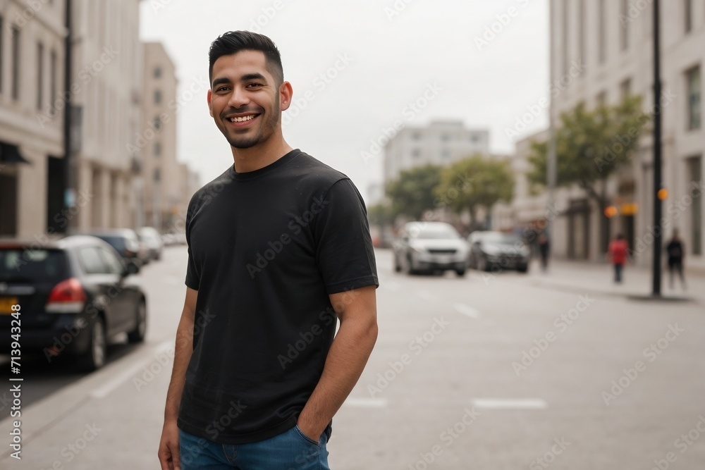 A happy Hispanic man walking outside, smiling and looking at the camera. A happy Hispanic man walking outside, smiling and looking at the camera.