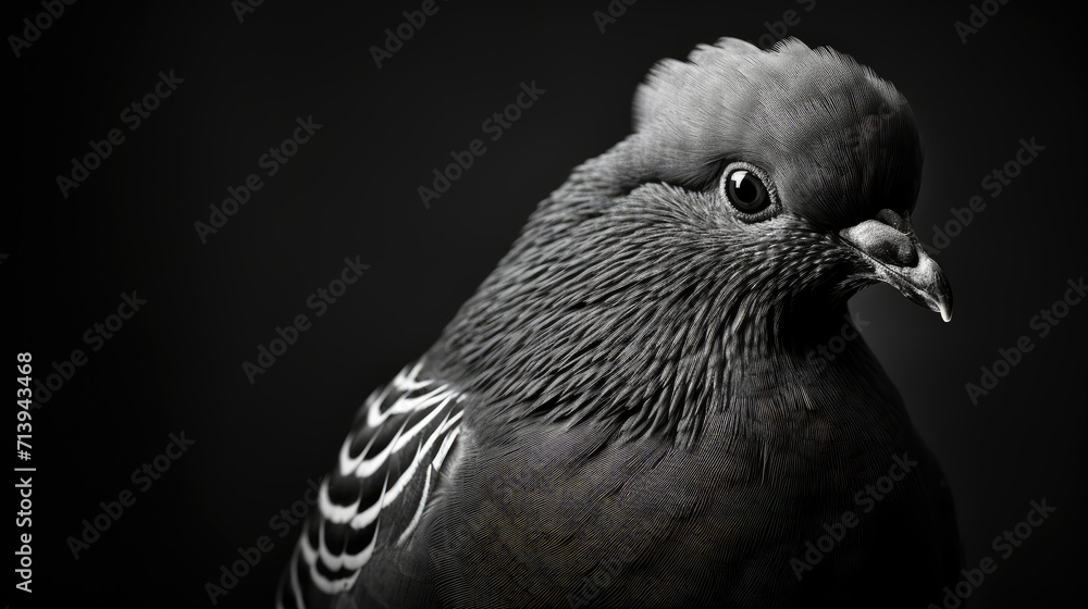 Photo of pigeon black and white close up Photo of pigeon black and white close up