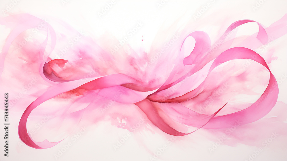 Obraz premium pink ribbon, vector style, white background like smoky pink.