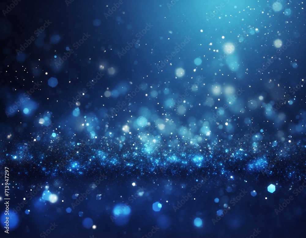 blue glow particle abstract bokeh background, blue background with stars