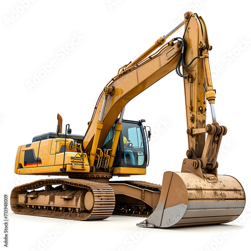 Construction vehicle on a site isolated on white background, realistic, png
 photo