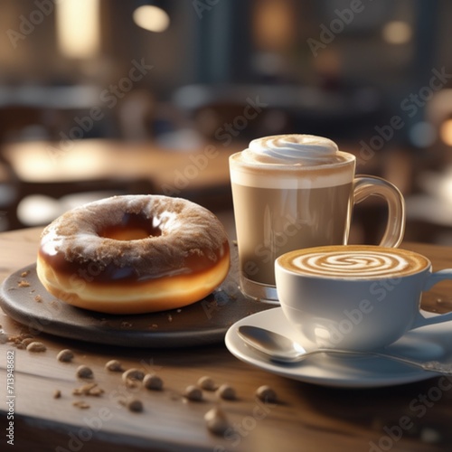 Hot coffee and donuts in the morning 