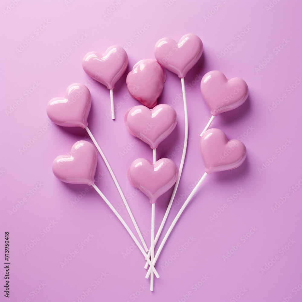 Pink lollipops in the shape of a heart