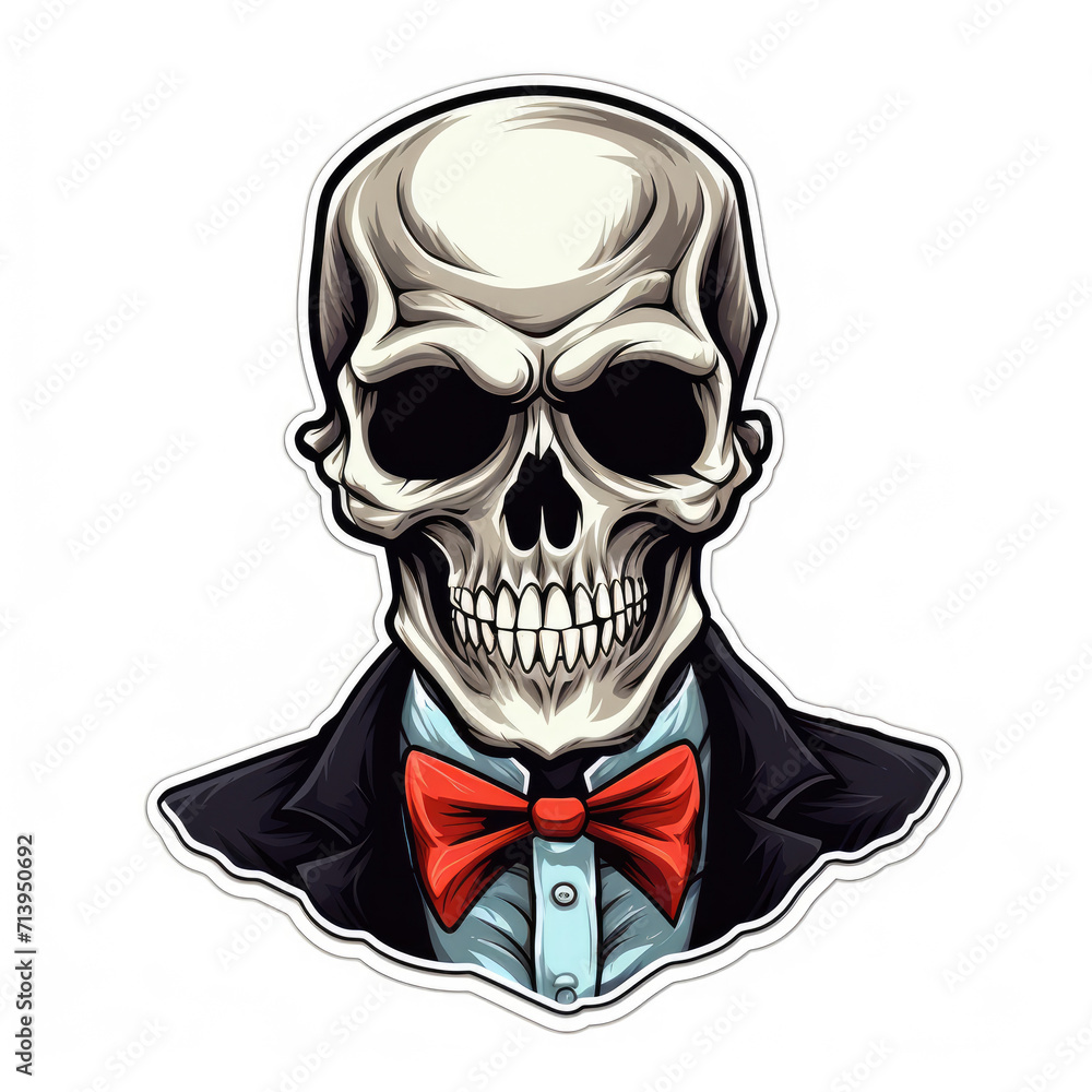 Fototapeta premium Skeleten head sticker isolated on a white background