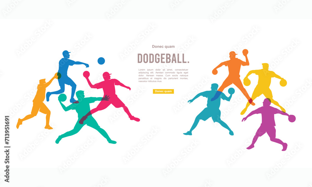 Colorful vector editable dodgeball player in action best for any graphic background