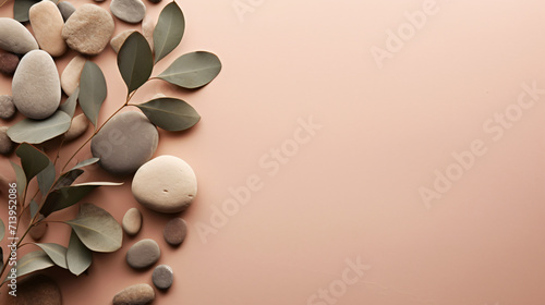 Stones on a beige and brown background