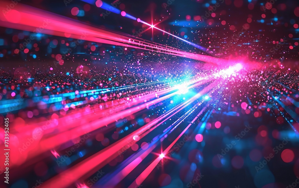 Abstract glowing particles with depth of field and bokeh effect