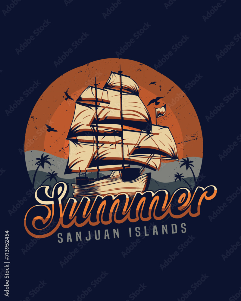 Summer. Vintage retro text effect, logo, t-shirt design.