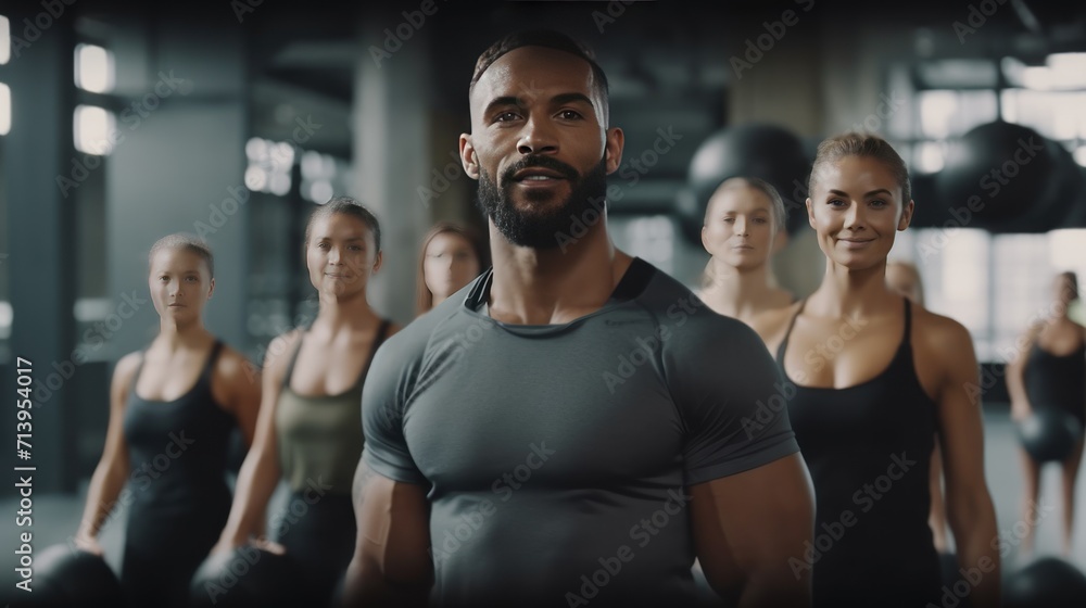 Fitness team, ball and exercise training with workout coach for healthy lifestyle motivation. Sports wellness class, muscle health and body endurance or weight bodybuilder group together on gym floor. Fitness team, ball and exercise training with workout coach for healthy lifestyle motivation. Sports wellness class, muscle health and body endurance or weight bodybuilder group together on gym floor.