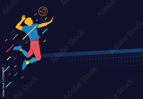 Fototapeta Naklejka Na Ścianę i Meble -  Great colorful volleyball fancy background design for any media	