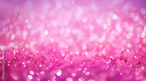 Pink Sparkling Defocused Lights of Hearts Background
