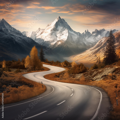 landscape with mountain road