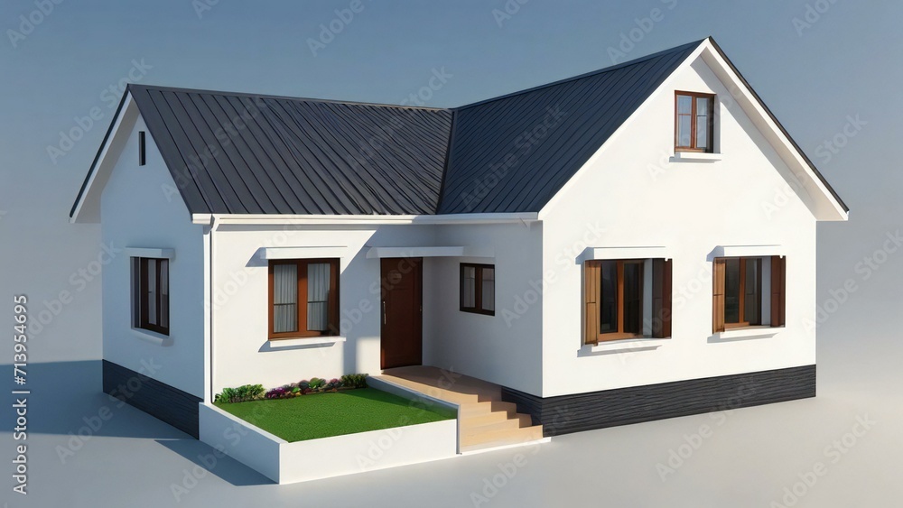 3d rendering of modern cozy house isolated on white background. Real estate concept. 3d rendering of modern cozy house isolated on white background. Real estate concept.