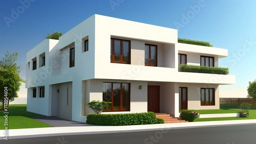 3d rendering of modern cozy house isolated on white background. Real estate concept.