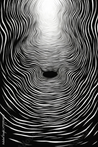 Surreal painting of fear shaped with ink lines
