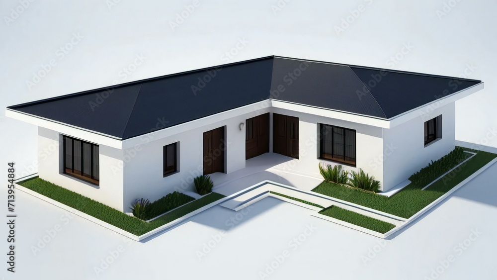 3d render of a modern house on white background, Concept for real estate or property