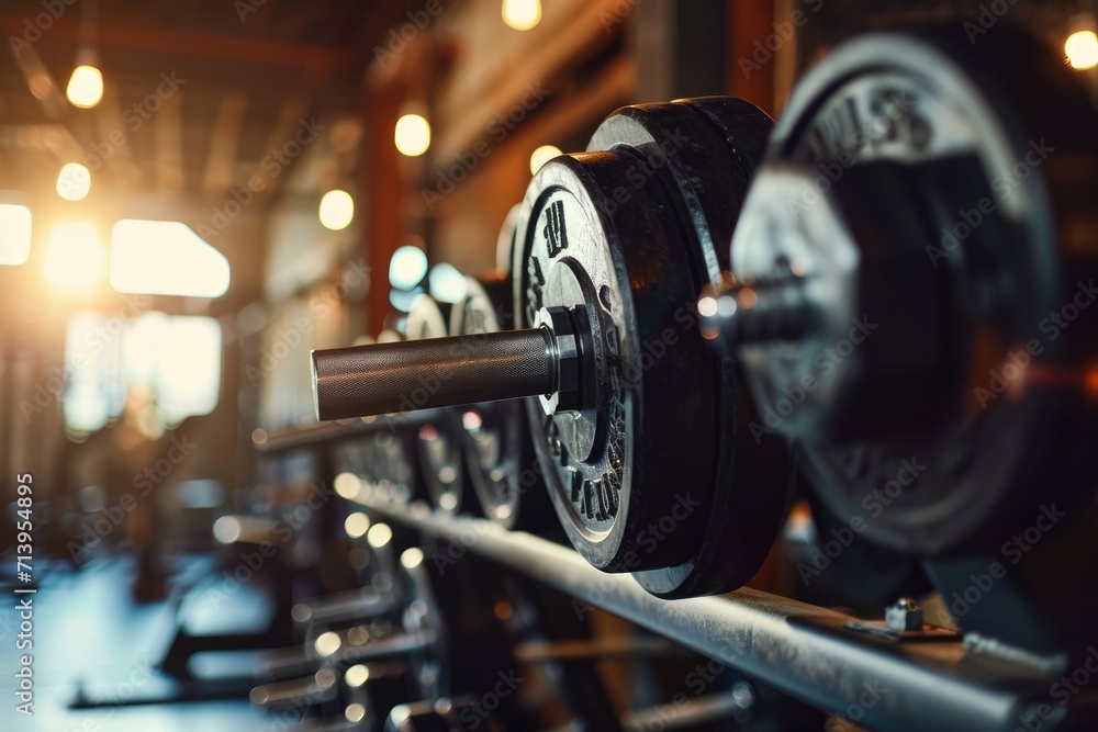 Strength in Detail: A Fitness Enthusiast Dedicates to a Gym Workout, Lifting Weights with Determination at a Well-Equipped Gym, Focusing on Altering the Body's Strength.

