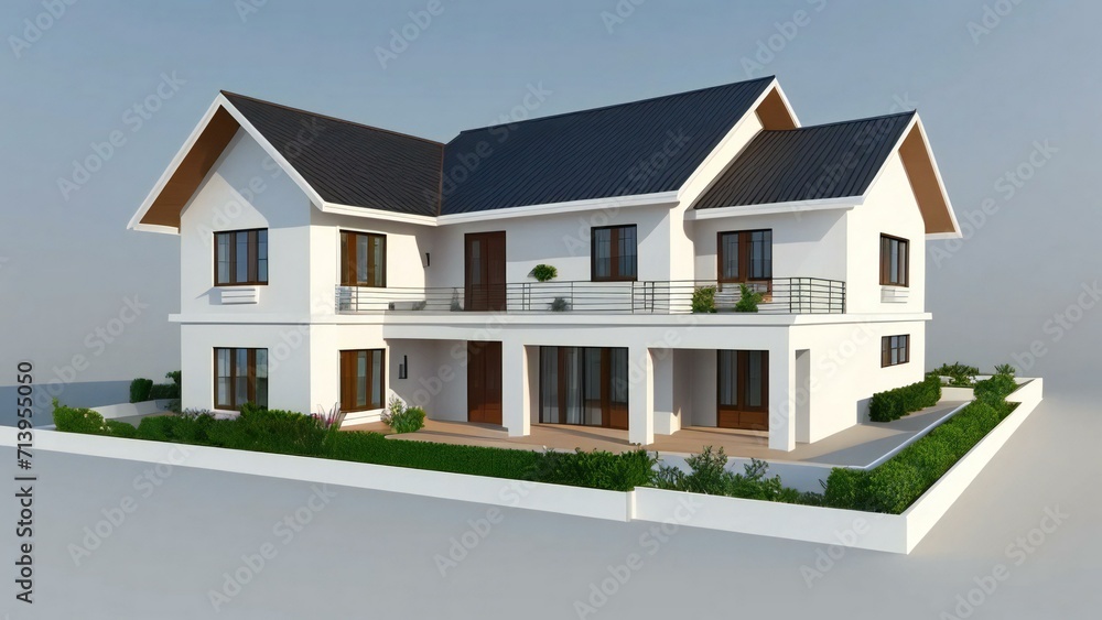 3d illustration of residential building exterior isolated on white background, Real estate concept. 3d illustration of residential building exterior isolated on white background, Real estate concept.