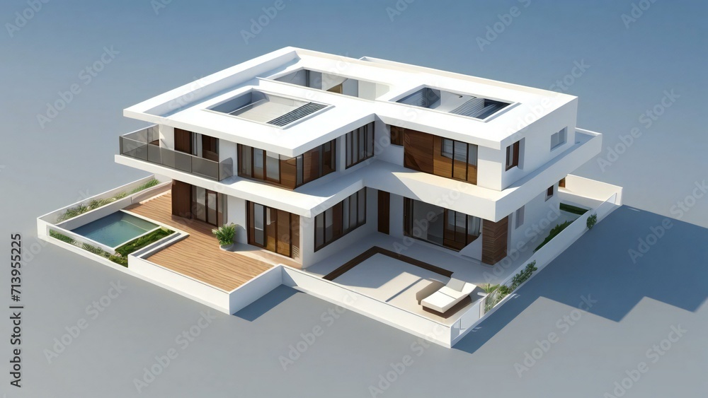 3d illustration of residential building exterior isolated on white background, Real estate concept. 3d illustration of residential building exterior isolated on white background, Real estate concept.