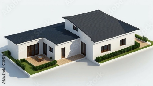 3d illustration of residential building exterior isolated on white background, Real estate concept.