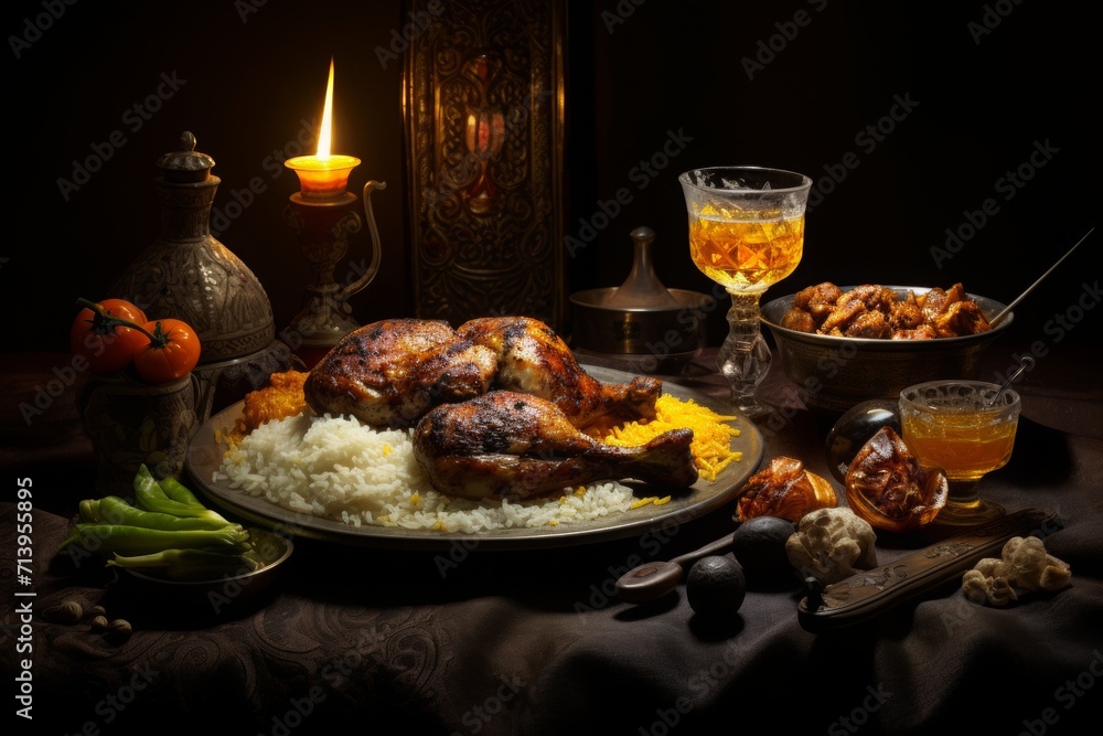 Close up on appetizing ramadan meal Close up on appetizing ramadan meal