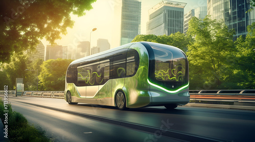 Charging Ahead: Navigating the Path to Sustainable Urban Transportation with Electric Buses, Whitewashed Wonders A Closer Look at the Elegant White Bus with 'Bus' on the Front generative AI