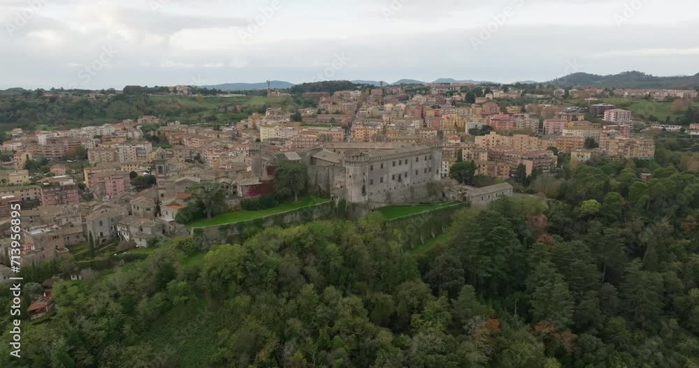 Elevated Elegance: Aerial Tour of Castello Orsini-Odescalchi and the Lakeside Charm of Bracciano. High quality 4k footage Elevated Elegance: Aerial Tour of Castello Orsini-Odescalchi and the Lakeside Charm of Bracciano. High quality 4k footage