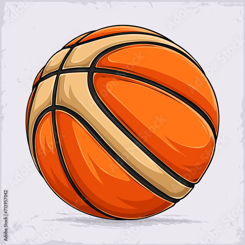 Hand drawn orange and yellow Basketball ball isolated on white background, sport equipment