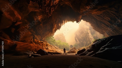 Inspiring Rock Cave surreal wall art wallpaper Generative AI