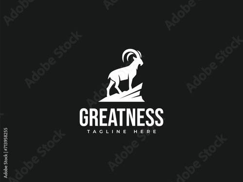 goat logo vector illustration. ibex goat mountain logo template photo