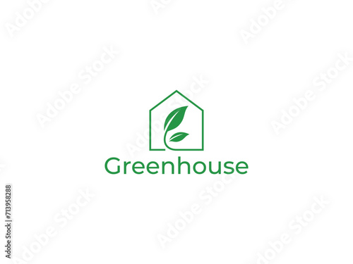 house leaf logo vector illustration. green nature house logo template
