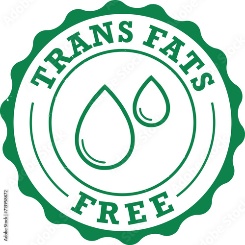 Trans fate free food icon. Green circle with crossed out components harmful to health natural product devoid of negative vector substances