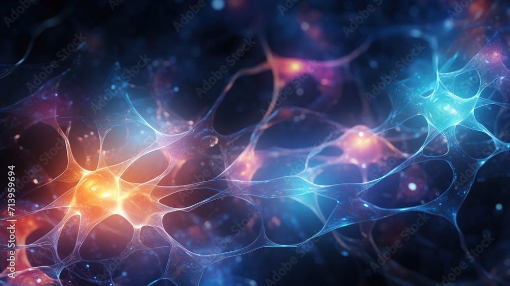 Abstract neural activity or neuron cells scientific of brain activity and neural connection for science concept background. Generative AI Abstract neural activity or neuron cells scientific of brain activity and neural connection for science concept background. Generative AI